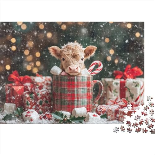 Cute Highland Cow Baby 1000-teiliges Holzpuzzle Für Erwachsene, 1000-teiliges Puzzle, Einzigartige Heimdekoration Und Geschenke, 1000-teiliges Puzzle, Spielzeug Und Spiele 1000pcs (75x50cm) von CPXSEMAZA