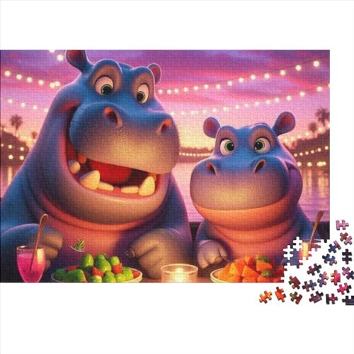 Cute Hippopotamus Puzzle, 300 Teile Puzzle, Erwachsene Puzzle, Einzigartiges Puzzle, Familienpuzzle, Denkspiel 300pcs (40x28cm) von CPXSEMAZA