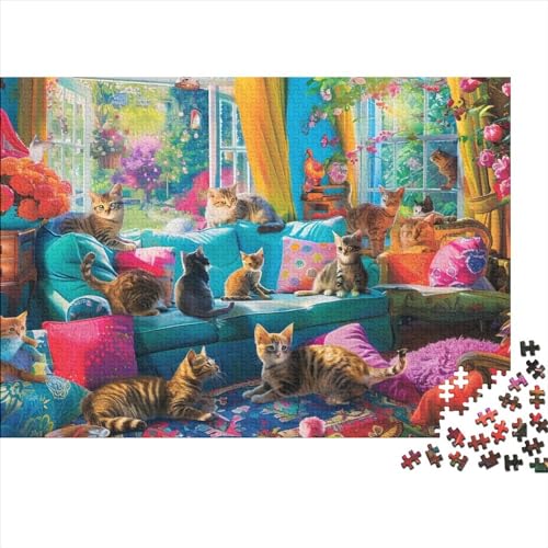 Cute Kitten Jigsaw Puzzle Für Sohn/Kinder Familie Zusammen 1000 Schlafzimmer Dekoration Puzzles Erwachsene 1000 Stück Holz Puzzle Spiel Kinder Geschenk 1000pcs (75x50cm) von CPXSEMAZA