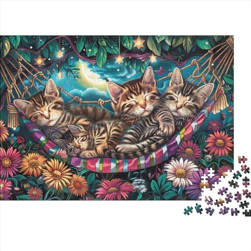 Cute Kitten Jigsaw Puzzle Für Sohn/Kinder Familie Zusammen 500 Schlafzimmer Dekoration Puzzles Erwachsene 500 Stück Holz Puzzle Spiel Kinder Geschenk 500pcs (52x38cm) von CPXSEMAZA