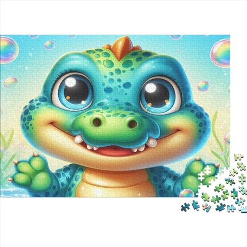 Cute Little Crocodile Puzzle, 300 Teile Puzzle, Erwachsene Puzzle, Einzigartiges Puzzle, Familienpuzzle, Denkspiel 300pcs (40x28cm) von CPXSEMAZA