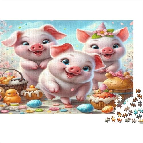 Cute Little Pig Jigsaw Puzzle Für Sohn/Kinder Familie Zusammen 300 Schlafzimmer Dekoration Puzzles Erwachsene 300 Stück Holz Puzzle Spiel Kinder Geschenk 300pcs (40x28cm) von CPXSEMAZA