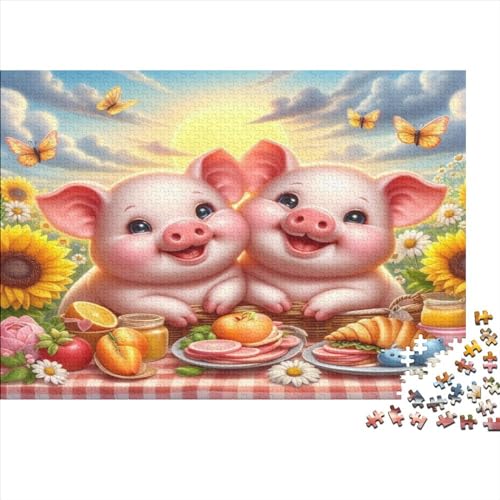 Cute Little Pig Jigsaw Puzzle Für Sohn/Kinder Familie Zusammen 500 Schlafzimmer Dekoration Puzzles Erwachsene 500 Stück Holz Puzzle Spiel Kinder Geschenk 500pcs (52x38cm) von CPXSEMAZA