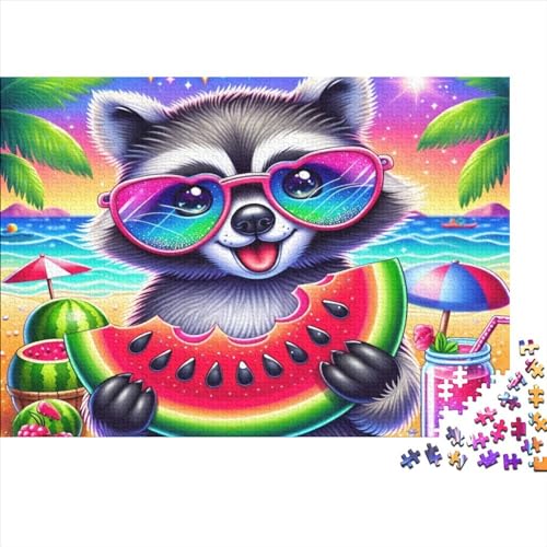 Cute Little Raccoon Puzzle, 1000 Teile Puzzle, Erwachsene Puzzle, Einzigartiges Puzzle, Familienpuzzle, Denkspiel 1000pcs (75x50cm) von CPXSEMAZA