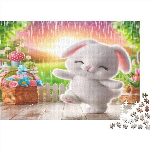 Cute Little White Rabbit Jigsaw Puzzle, 500 Teile Jigsaw Puzzle Für Erwachsene 500pcs (52x38cm) von CPXSEMAZA