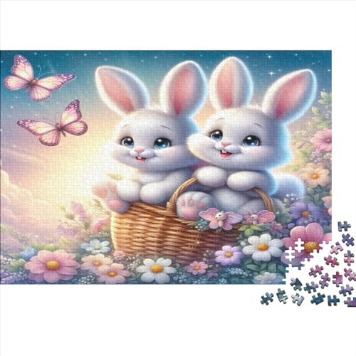 Cute Little White Rabbit Jigsaw Puzzle Für Sohn/Kinder Familie Zusammen 300 Schlafzimmer Dekoration Puzzles Erwachsene 300 Stück Holz Puzzle Spiel Kinder Geschenk 300pcs (40x28cm) von CPXSEMAZA