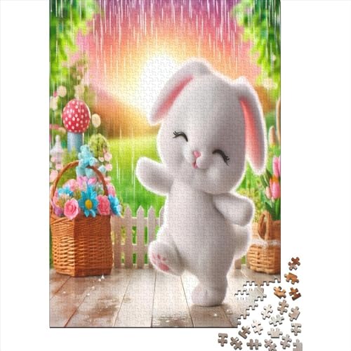 Cute Little White Rabbit Puzzle, 1000 Teile Puzzle, Erwachsene Puzzle, Einzigartiges Puzzle, Familienpuzzle, Denkspiel 1000pcs (75x50cm) von CPXSEMAZA