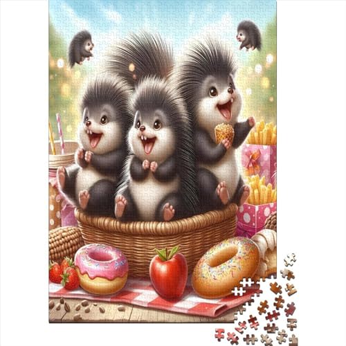 Cute Porcupine Holzpuzzle 1000 Teile Erwachsenenpuzzle 1000 Teile 1000pcs (75x50cm) von CPXSEMAZA