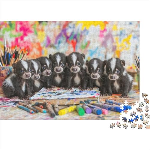 Cute Skunk 300-teiliges Holzpuzzle Für Erwachsene, 300-teiliges Puzzle, Einzigartige Heimdekoration Und Geschenke, 300-teiliges Puzzle, Spielzeug Und Spiele 300pcs (40x28cm) von CPXSEMAZA