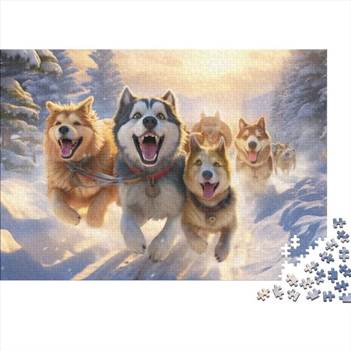 Cute Sled Dog Jigsaw Puzzle Für Sohn/Kinder Familie Zusammen 1000 Schlafzimmer Dekoration Puzzles Erwachsene 1000 Stück Holz Puzzle Spiel Kinder Geschenk 1000pcs (75x50cm) von CPXSEMAZA