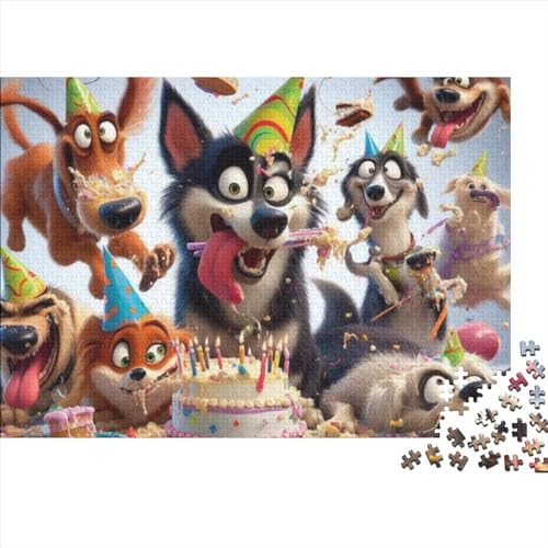 Dog Party 500 Teile,Impossible Puzzle,Geschicklichkeitsspiel Für Die Ganze Familie, Farbenfrohes Legespiel, Erwachsenenpuzzle Ab 14 Jahren 500pcs (52x38cm) von CPXSEMAZA