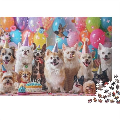 Dog Party Puzzle, 500 Teile Puzzle, Erwachsene Puzzle, Einzigartiges Puzzle, Familienpuzzle, Denkspiel 500pcs (52x38cm) von CPXSEMAZA