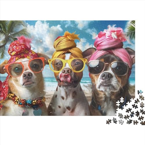 Doggy Beach Party 3D-Puzzles 300 Teile Für Erwachsene Puzzles Für Erwachsene 300 Teile Puzzle Lernspiele Ungelöstes Puzzle 300pcs (40x28cm) von CPXSEMAZA