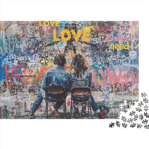 Doodle Couple Jigsaw Puzzle Für Sohn/Kinder Familie Zusammen 1000 Schlafzimmer Dekoration Puzzles Erwachsene 1000 Stück Holz Puzzle Spiel Kinder Geschenk 1000pcs (75x50cm) von CPXSEMAZA