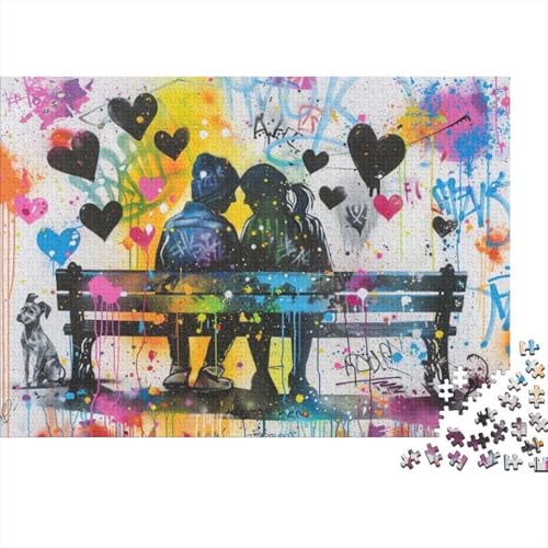 Doodle Couple Puzzle, 1000 Teile Puzzle, Erwachsene Puzzle, Einzigartiges Puzzle, Familienpuzzle, Denkspiel 1000pcs (75x50cm) von CPXSEMAZA