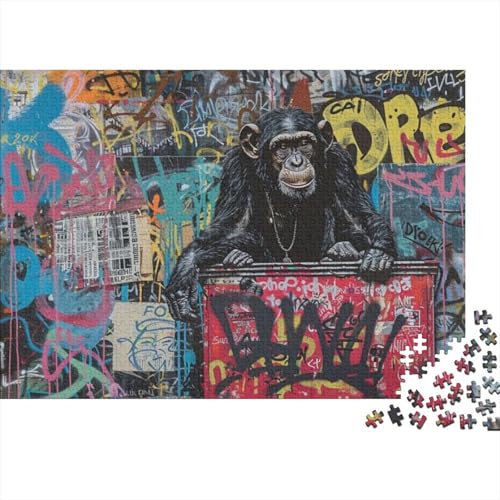 Doodle Gorilla Jigsaw Puzzle Für Sohn/Kinder Familie Zusammen 1000 Schlafzimmer Dekoration Puzzles Erwachsene 1000 Stück Holz Puzzle Spiel Kinder Geschenk 1000pcs (75x50cm) von CPXSEMAZA