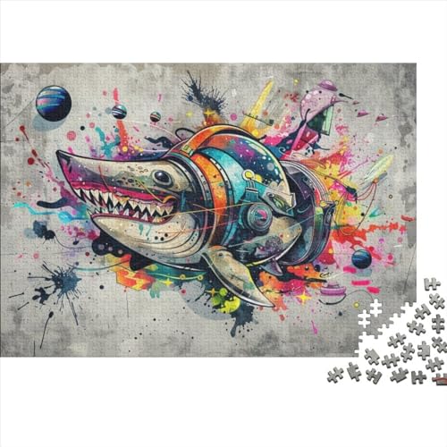 Doodle Shark Puzzle, 1000 Teile Puzzle, Erwachsene Puzzle, Einzigartiges Puzzle, Familienpuzzle, Denkspiel 1000pcs (75x50cm) von CPXSEMAZA