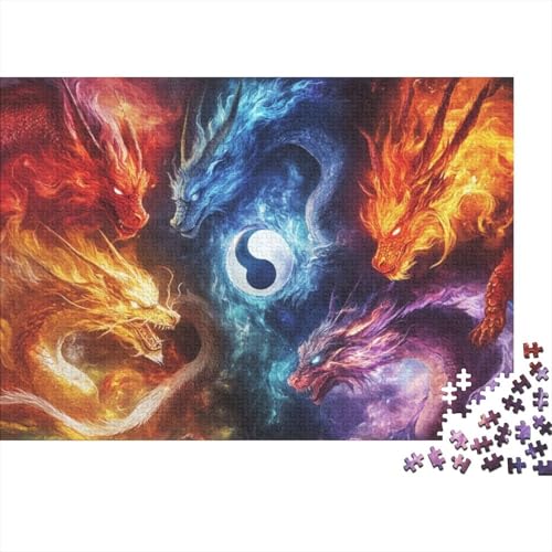 Dragon Puzzle, 300 Teile Puzzle, Erwachsene Puzzle, Einzigartiges Puzzle, Familienpuzzle, Denkspiel 300pcs (40x28cm) von CPXSEMAZA