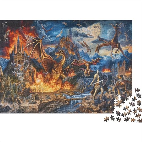 Dragon War Jigsaw Puzzle Für Sohn/Kinder Familie Zusammen 1000 Schlafzimmer Dekoration Puzzles Erwachsene 1000 Stück Holz Puzzle Spiel Kinder Geschenk 1000pcs (75x50cm) von CPXSEMAZA