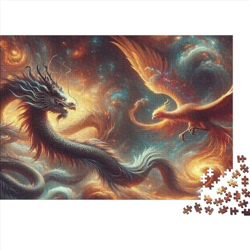 Dragon and Phoenix Puzzle, 500 Teile Puzzle, Erwachsene Puzzle, Einzigartiges Puzzle, Familienpuzzle, Denkspiel 500pcs (52x38cm) von CPXSEMAZA