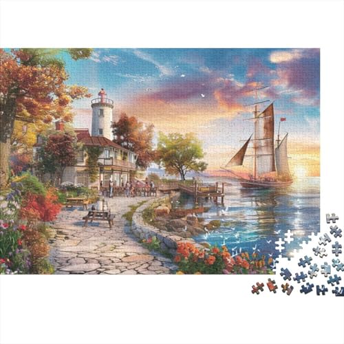 Dusk in The Port 500-teiliges Holzpuzzle Für Erwachsene, 500-teiliges Puzzle, Einzigartige Heimdekoration Und Geschenke, 500-teiliges Puzzle, Spielzeug Und Spiele 500pcs (52x38cm) von CPXSEMAZA