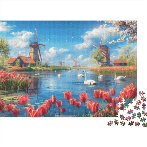 Dutch Windmill Puzzle, 300 Teile Puzzle, Erwachsene Puzzle, Einzigartiges Puzzle, Familienpuzzle, Denkspiel 300pcs (40x28cm) von CPXSEMAZA