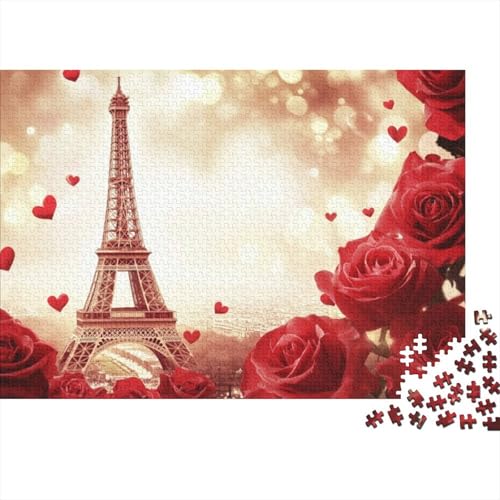 Eiffel Tower Rose Puzzles 300 Teile Für Erwachsene Puzzles Für Erwachsene 300 Teile Puzzle Lernspiele Heimdekoration Puzzle 300pcs (40x28cm) von CPXSEMAZA