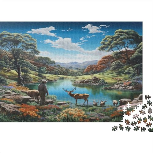 Elk by The Lake Puzzles Für Erwachsene 300 Teile Puzzles Für Erwachsene Puzzles 300 Teile Für Erwachsene Anspruchsvolles Spiel 300pcs (40x28cm) von CPXSEMAZA