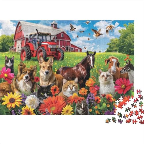 Farm Animals 300 Teile,Impossible Puzzle,Geschicklichkeitsspiel Für Die Ganze Familie, Farbenfrohes Legespiel, Erwachsenenpuzzle Ab 14 Jahren 300pcs (40x28cm) von CPXSEMAZA