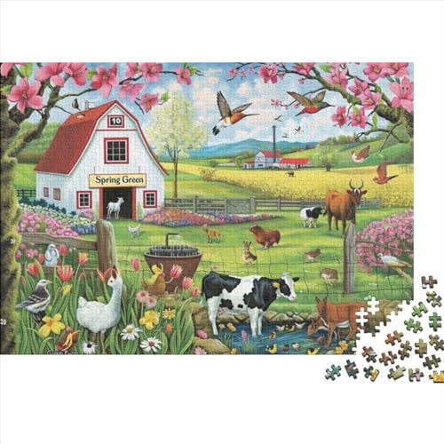 Farm Animals Jigsaw Puzzle Für Sohn/Kinder Familie Zusammen 300 Schlafzimmer Dekoration Puzzles Erwachsene 300 Stück Holz Puzzle Spiel Kinder Geschenk 300pcs (40x28cm) von CPXSEMAZA