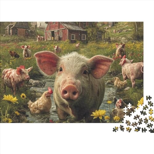 Farm Piggy Ungelöstes 3D-Puzzle Mit 300 Teilen Für Erwachsene Und Jugendliche Ab 12 Jahren 300pcs (40x28cm) von CPXSEMAZA