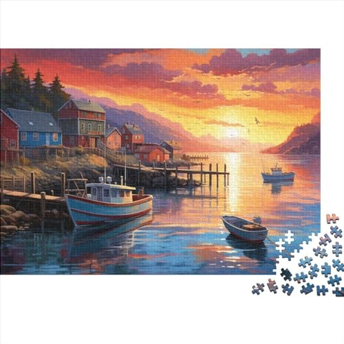 Fishing Boats on The Beach Wunderschön Illustriertes 300-teiliges Puzzle Für Erwachsene 300pcs (40x28cm) von CPXSEMAZA