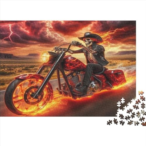 Flaming Skull Holzpuzzle 500 Teile Erwachsenenpuzzle 500 Teile 500pcs (52x38cm) von CPXSEMAZA