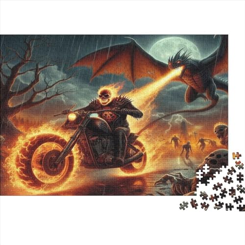 Flaming Skull Puzzle, 300 Teile Puzzle, Erwachsene Puzzle, Einzigartiges Puzzle, Familienpuzzle, Denkspiel 300pcs (40x28cm) von CPXSEMAZA