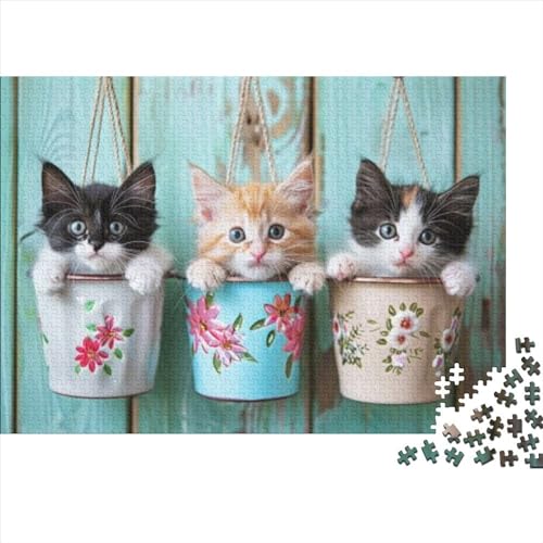 Flower Pot Kitten 1000-teiliges Puzzle Für Erwachsene Und Kinder Ab 12 Jahren – Tolles Geburtstagsgeschenk Für Erwachsene 1000pcs (75x50cm) von CPXSEMAZA