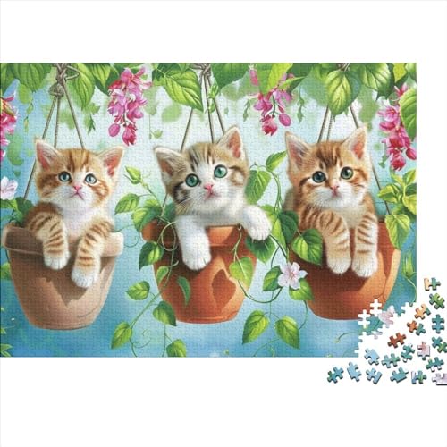 Flower Pot Kitten Puzzles Für Erwachsene 1000-teiliges Puzzle Für Erwachsene Anspruchsvolles Spiel 1000pcs (75x50cm) von CPXSEMAZA