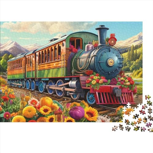 Flower Train Puzzle, 1000 Teile Puzzle, Erwachsene Puzzle, Einzigartiges Puzzle, Familienpuzzle, Denkspiel 1000pcs (75x50cm) von CPXSEMAZA