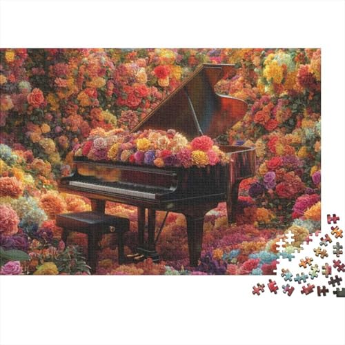 Flowers Piano Holzpuzzle 500 Teile | Einzigartiges Puzzle | Puzzles Für Erwachsene 500pcs (52x38cm) von CPXSEMAZA