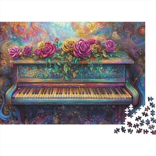 Flowers Piano Jigsaw Puzzle, 500 Teile Jigsaw Puzzle Für Erwachsene 500pcs (52x38cm) von CPXSEMAZA