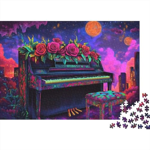 Flowers Piano Puzzle – Vollständig Ineinandergreifende Und Zufällig Geformte 1000-teilige Puzzles Für Erwachsene – Langlebige Puzzles Für Erwachsene Für Die Ganze Familie 1000pcs (75x50cm) von CPXSEMAZA