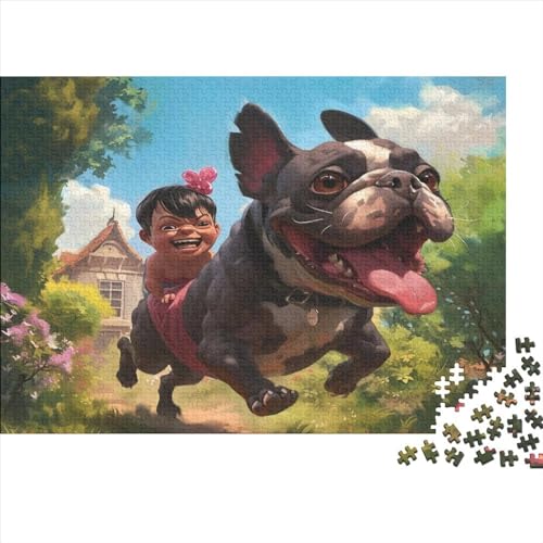 French Bulldog Jigsaw Puzzle Für Sohn/Kinder Familie Zusammen 1000 Schlafzimmer Dekoration Puzzles Erwachsene 1000 Stück Holz Puzzle Spiel Kinder Geschenk 1000pcs (75x50cm) von CPXSEMAZA