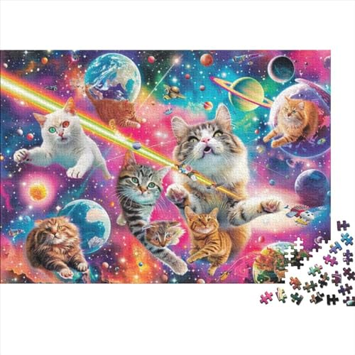 Galaxy Cat 1000-teiliges Holzpuzzle Für Erwachsene, 1000-teiliges Puzzle, Einzigartige Heimdekoration Und Geschenke, 1000-teiliges Puzzle, Spielzeug Und Spiele 1000pcs (75x50cm) von CPXSEMAZA