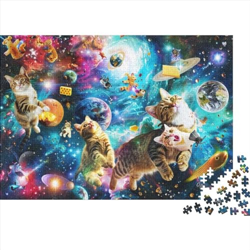 Galaxy Cat Puzzle, 300 Teile Puzzle, Erwachsene Puzzle, Einzigartiges Puzzle, Familienpuzzle, Denkspiel 300pcs (40x28cm) von CPXSEMAZA