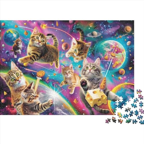 Galaxy Cat Puzzle 500 Teile 500-teiliges Puzzlespiel Geschicklichkeitsspiel Für Die Ganze Familie Erwachsenenpuzzle Ab 12 Jahren 500pcs (52x38cm) von CPXSEMAZA