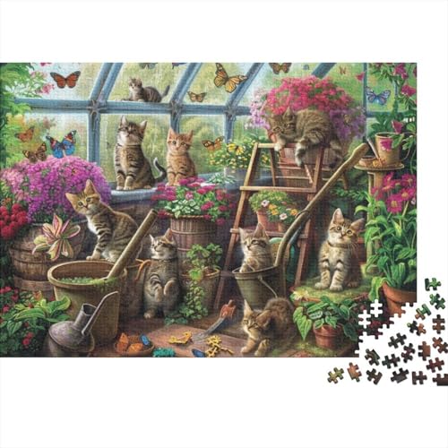 Gardening Kitten Puzzle, 300 Teile Puzzle, Erwachsene Puzzle, Einzigartiges Puzzle, Familienpuzzle, Denkspiel 300pcs (40x28cm) von CPXSEMAZA