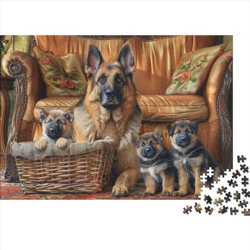 German Shepherd Dog Jigsaw Puzzle Für Sohn/Kinder Familie Zusammen 1000 Schlafzimmer Dekoration Puzzles Erwachsene 1000 Stück Holz Puzzle Spiel Kinder Geschenk 1000pcs (75x50cm) von CPXSEMAZA