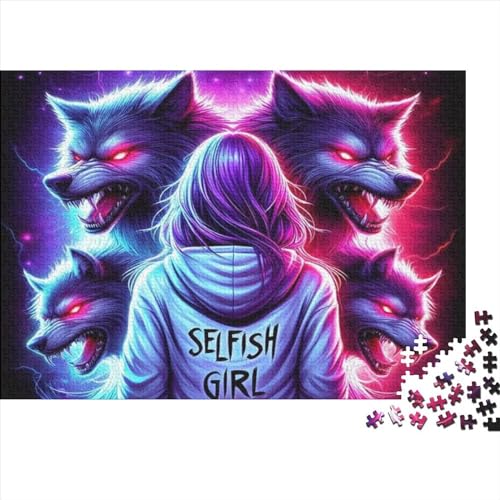 Girl and Wolf Puzzle, 1000 Teile Puzzle, Erwachsene Puzzle, Einzigartiges Puzzle, Familienpuzzle, Denkspiel 1000pcs (75x50cm) von CPXSEMAZA