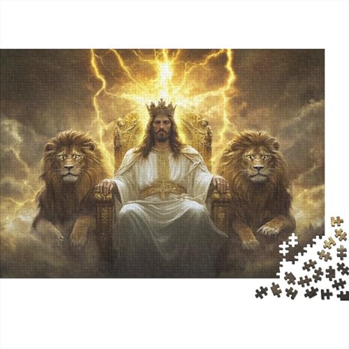 God and Lion Jigsaw Puzzle Für Sohn/Kinder Familie Zusammen 1000 Schlafzimmer Dekoration Puzzles Erwachsene 1000 Stück Holz Puzzle Spiel Kinder Geschenk 1000pcs (75x50cm) von CPXSEMAZA