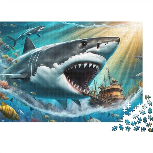 Great White Shark Erwachsene Puzzles Für Erwachsene, 300-teiliges Puzzle, 300 Teile Stressabbauende Puzzles, 300 Puzzles Für Erwachsene Für Erwachsene Und Kinder Ab 12 Jahren 300pcs (40x28cm) von CPXSEMAZA