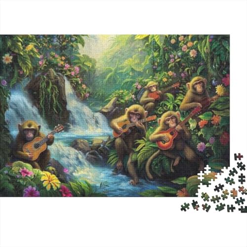 Guitar Monkey 300 Jigsaw Puzzle Geburtstagsgeschenk Personalisierte Familie Puzzles 300 Stück Holz Wandkunst Home Decor 300pcs (40x28cm) von CPXSEMAZA